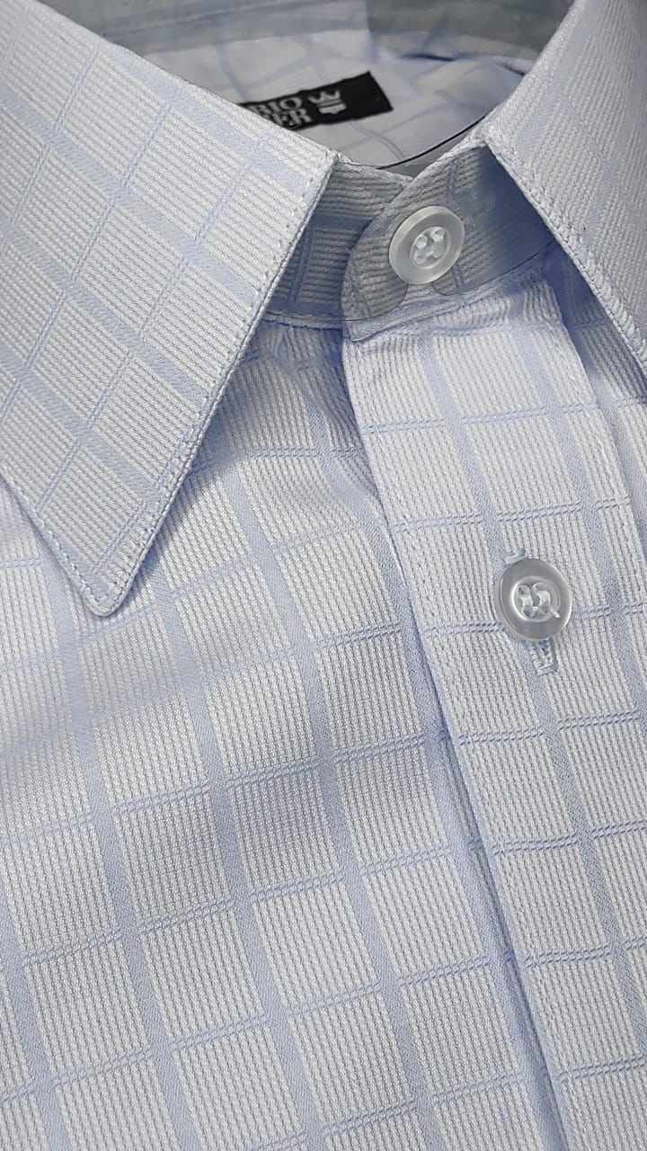 Camisa Fio Egípcio Designer Italiano Celeste Finestrato