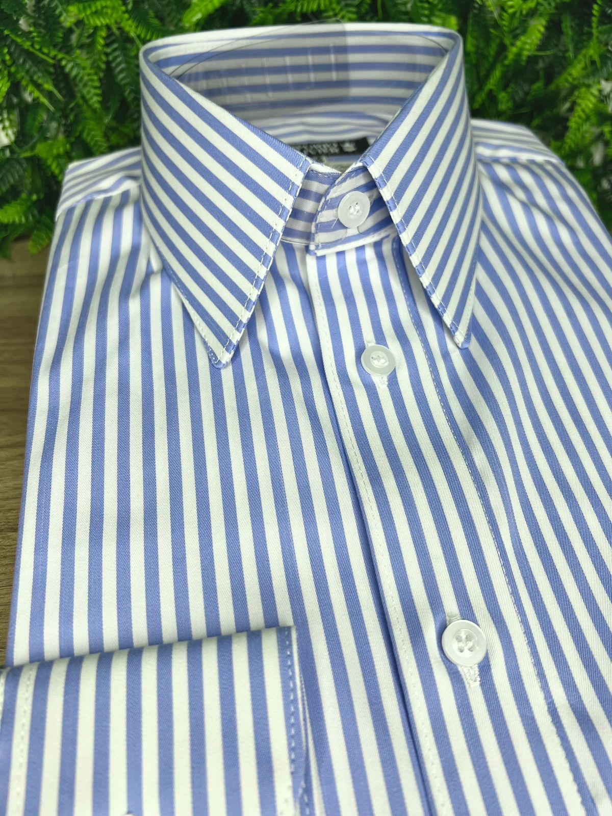 Camisa Fio Egípcio Designer Italiano Azzurro Bengala