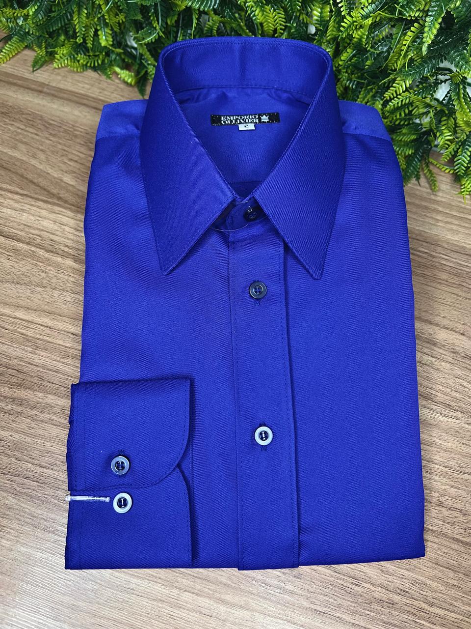 Camisa Gabardine Azul Marinho