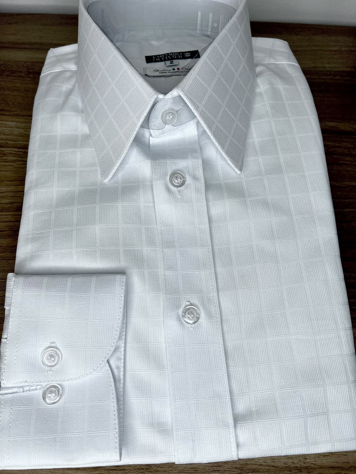 Camisa Fio Egípcio Designer — Bianco Quadretto