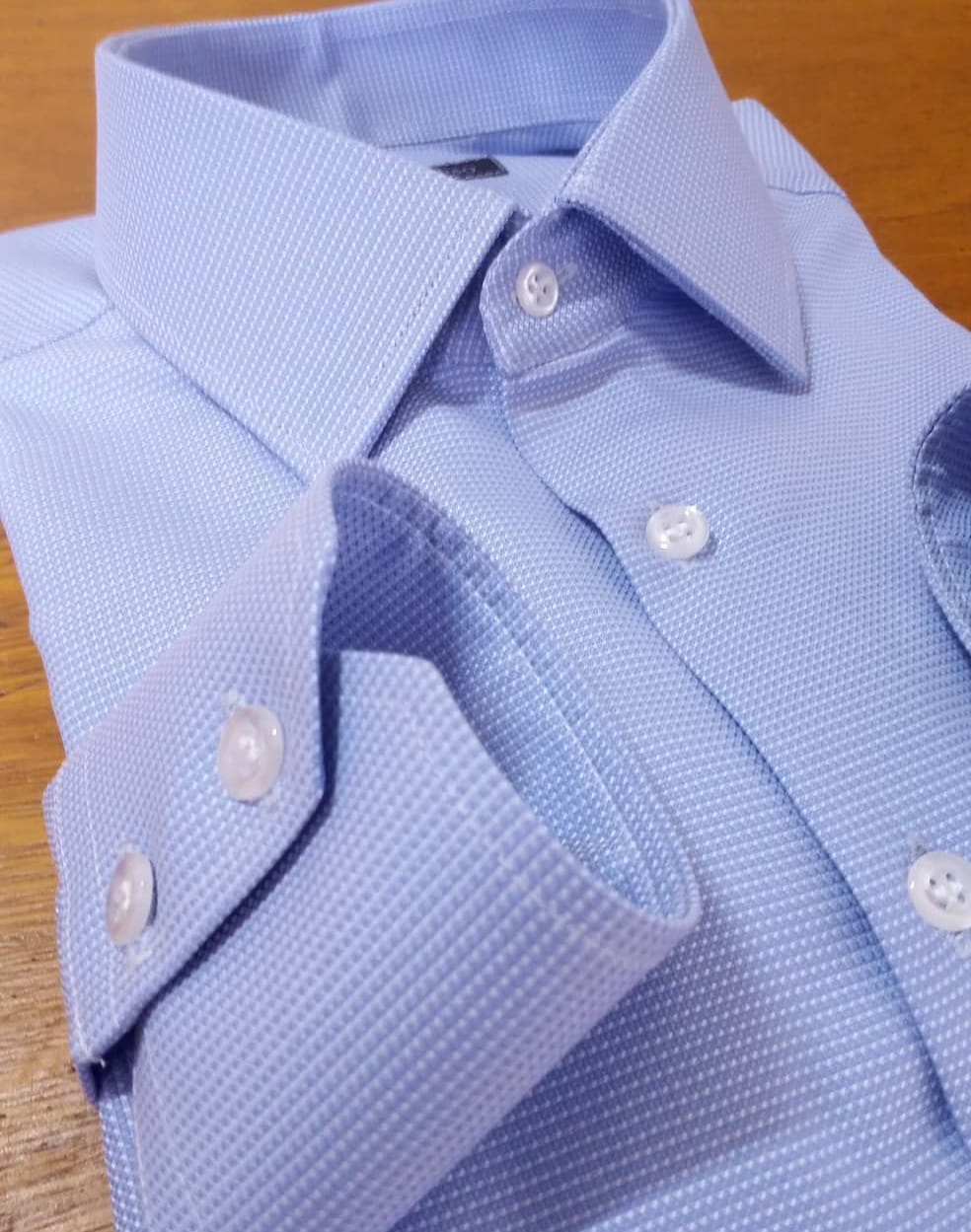 Camisa Fio Egípcio Designer Italiano Azzurro Oxford