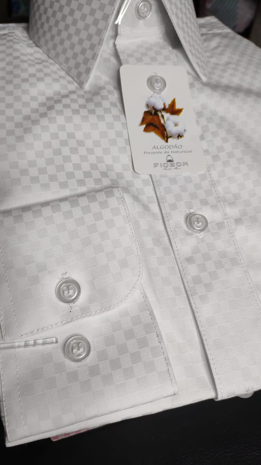 Camisa Fio Egípcio Designer Italiano Bianco Perla