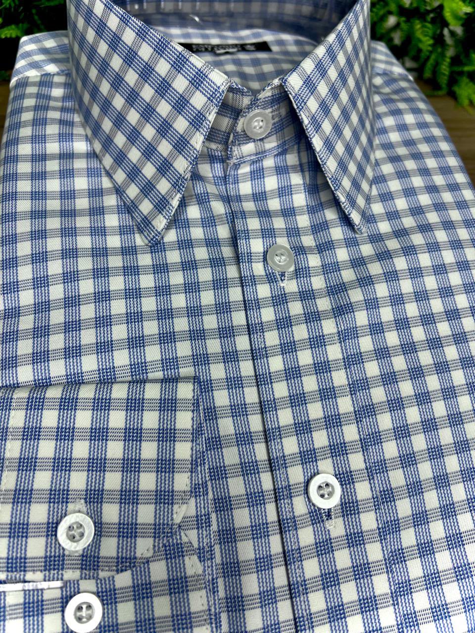 Camisa Fio Egípcio Designer — Azzurro Vichy