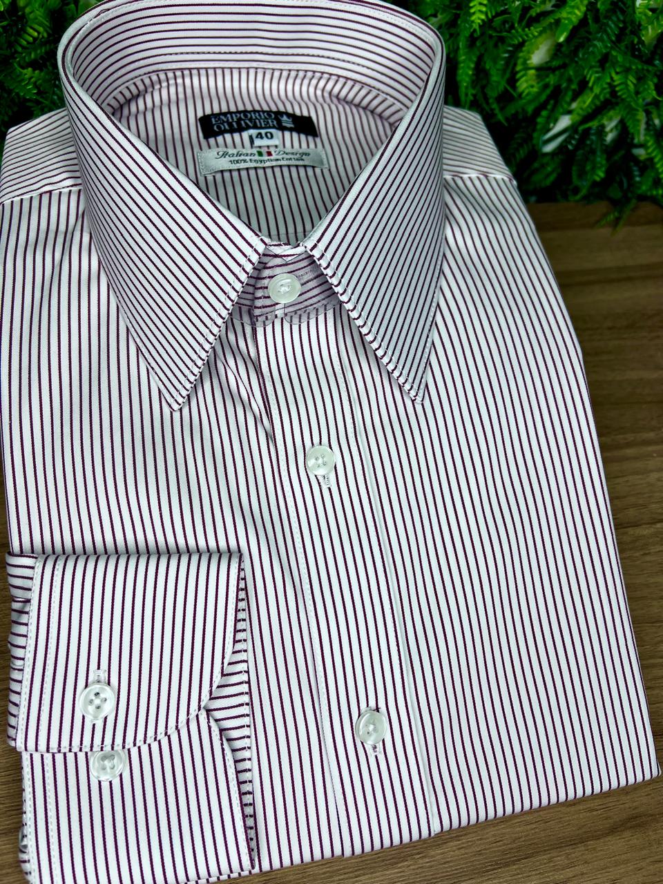 Camisa Fio Egípcio Designer Italiano Bordeaux Riga