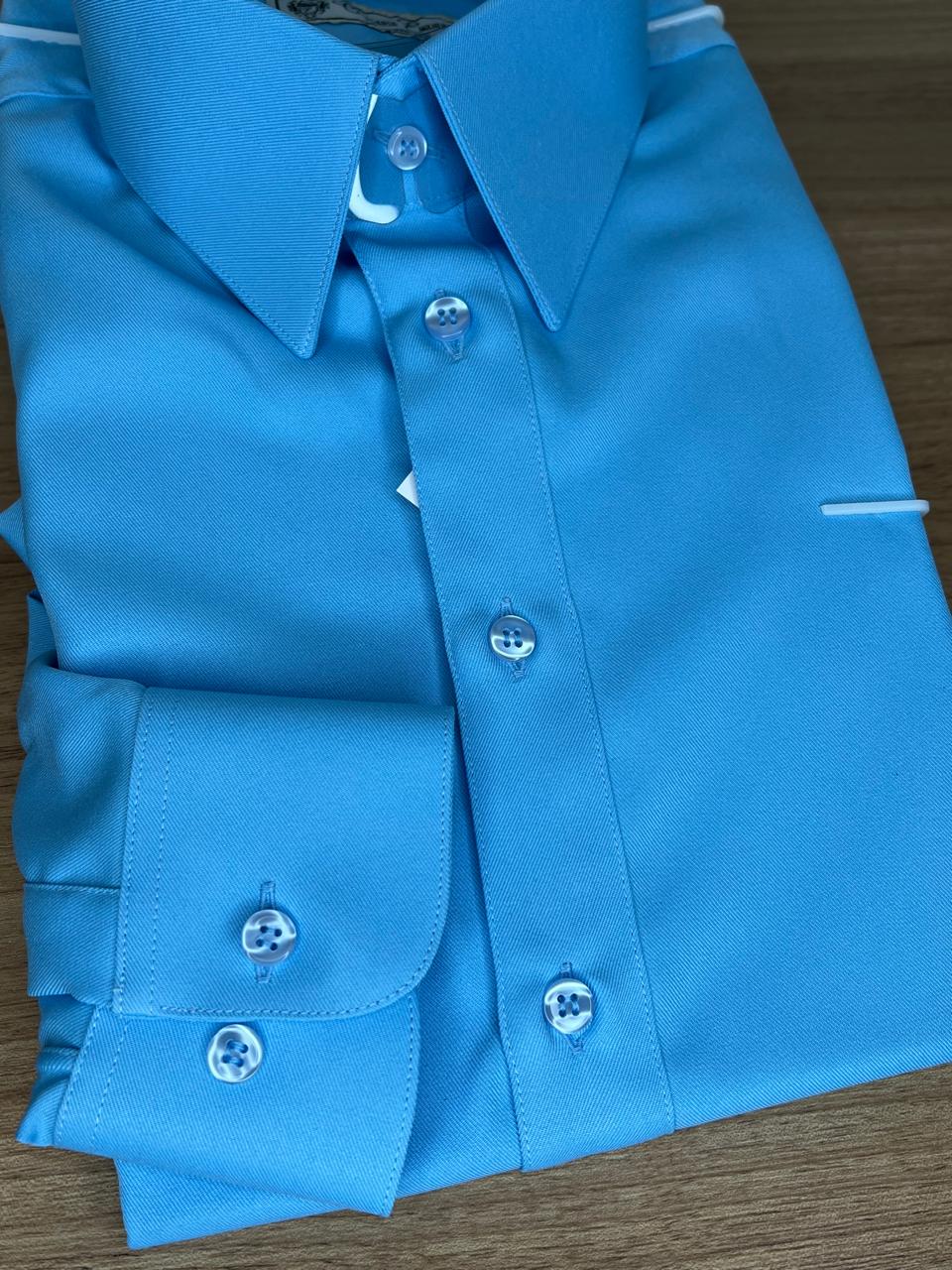 Camisa Gabardine Azzurro