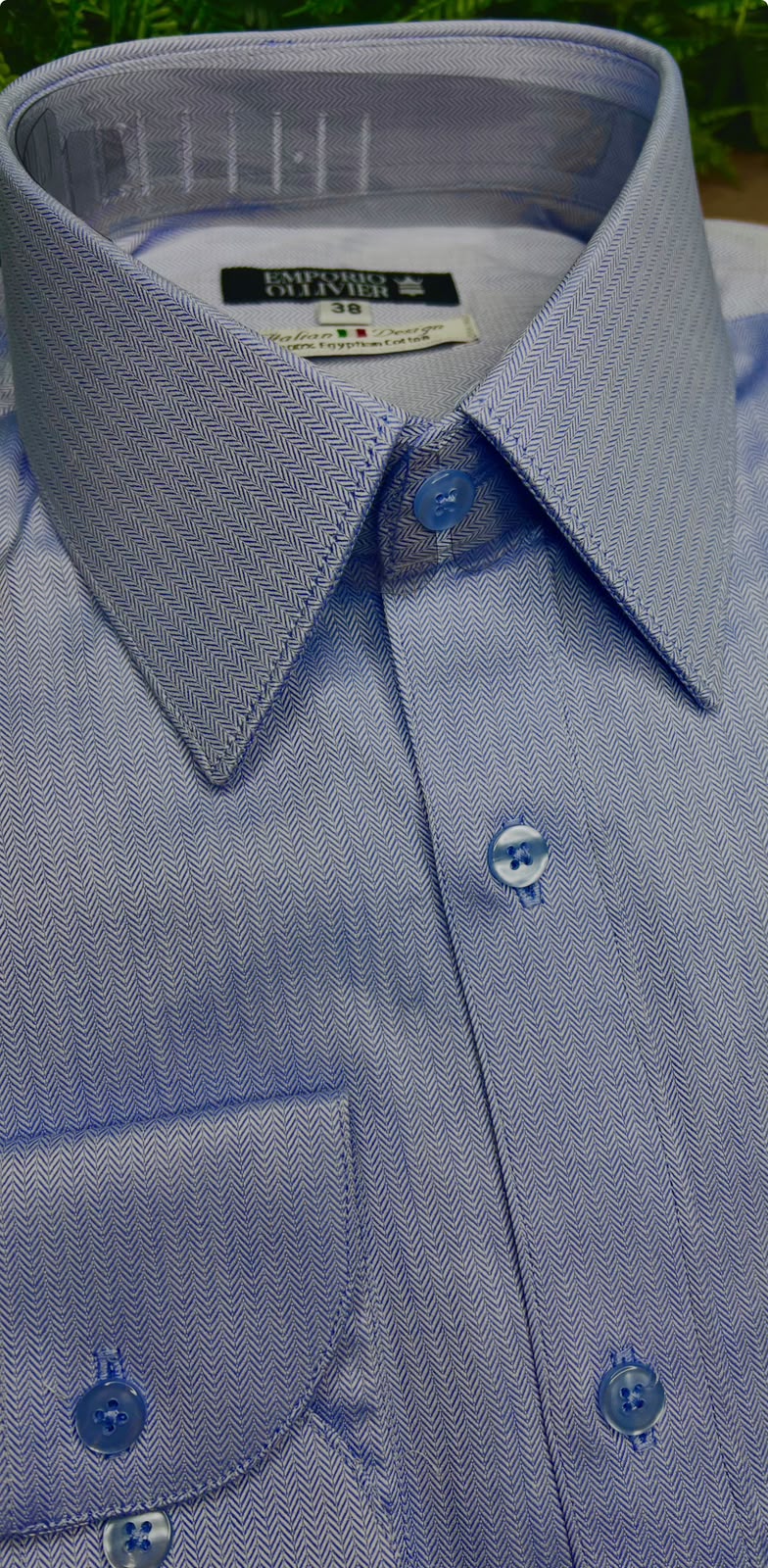 Camisa Fio Egípcio Designer — Azzurro Spiga